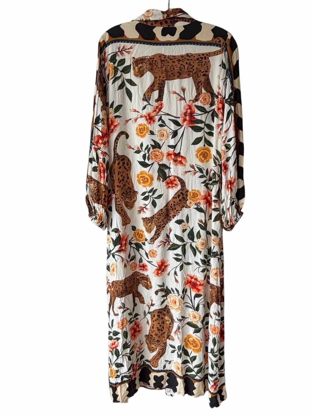FARM RIO Floral & Leopard Print Button-Front Maxi Dress - White/Multi - Picture 4 of 14